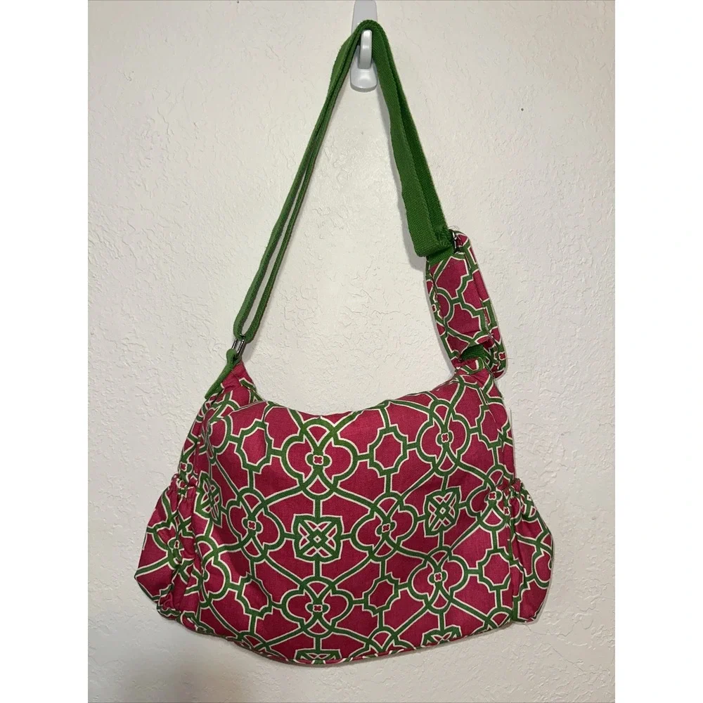 Buckhead Betties Lattice Diaper Bag Baby Large Pink & Green NWT A16